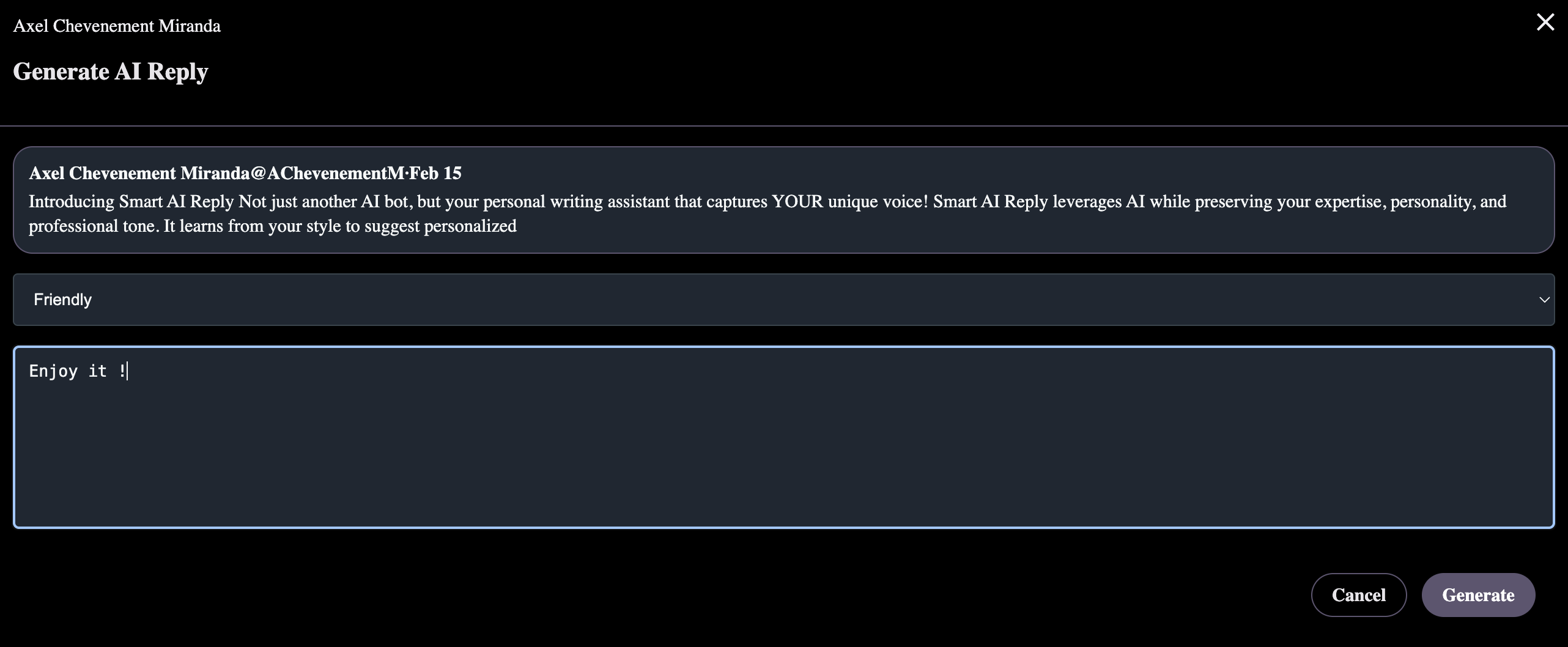 Smart AI Reply Interface